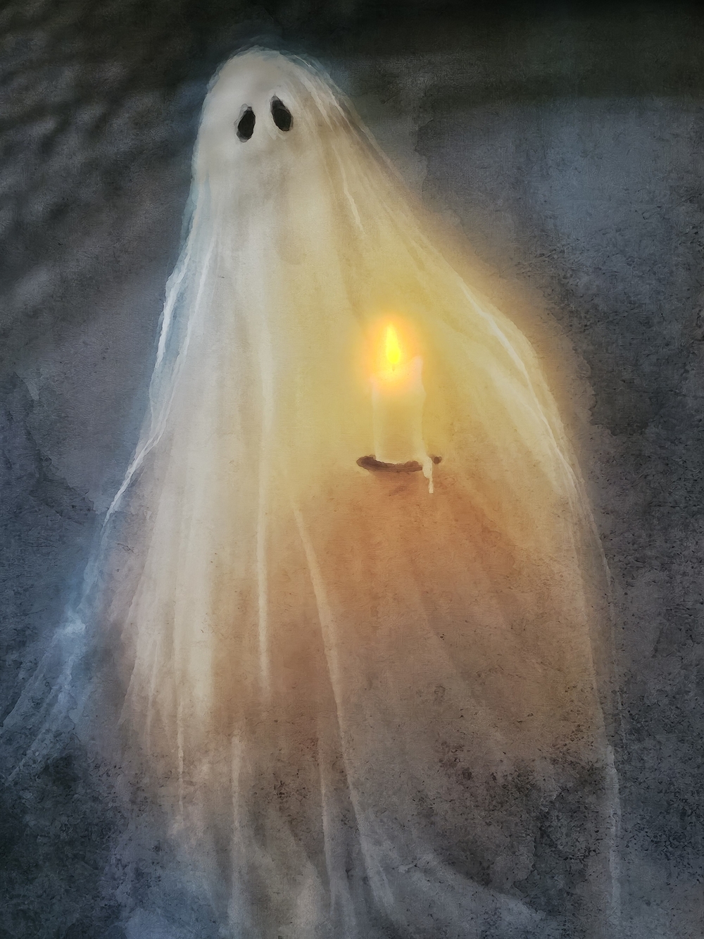 LED Ghost with Candle Framed Canvas Wall Art Print Halloween viral large 32x26
